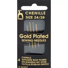 06207 Иглы с золотым покрытием, для синели, глади № 24-26, 4 шт PONY