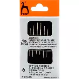 06310 Иглы для синели, глади № 22-24, 6 шт PONY
