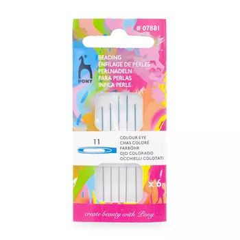 07881 Иглы для бисера с цветным ушком, № 11, 6 шт PONY