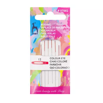 07882 Иглы для бисера с цветным ушком, № 12, 6 шт PONY