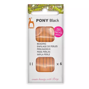 07885 Иглы ручные BLACK Beading, №11, черный, 6 шт PONY