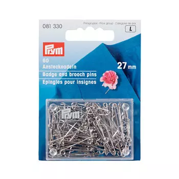 081330 Булавки, железо, 27 мм, откр. вправо, серебристые Prym