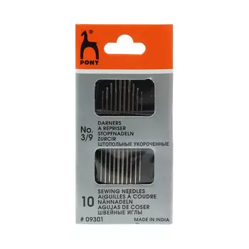09301 Иглы ручные для штопки короткие Darners № 3-9, 10 шт PONY