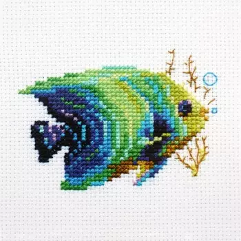 0-150 Набор для вышивания АЛИСА 'Тропические рыбки. Изумрудная' 8*6см