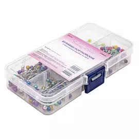 100404 Булавки портновские в пластиковой коробке, ассорти, 236шт Hobby&amp;Pro