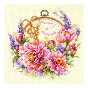 100-124 Набор для вышивания Чудесная игла 'Пионы для умелицы'25*25см