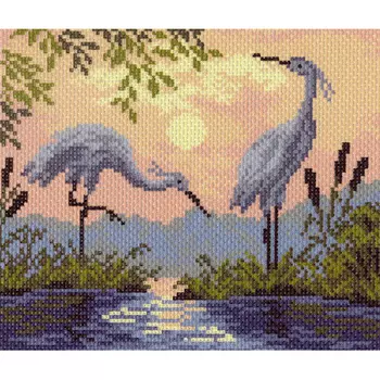 1016-1 Канва с рисунком Матренин посад 'На закате' 16*19см (28*37см)