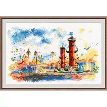 1018 Набор для вышивания ОВЕН 'Стрелка Васильевского острова' 28*18см