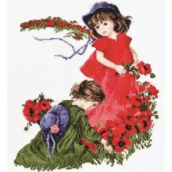 1032-1 Набор для вышивания Alisena 'Девочки в маках' 27*31см