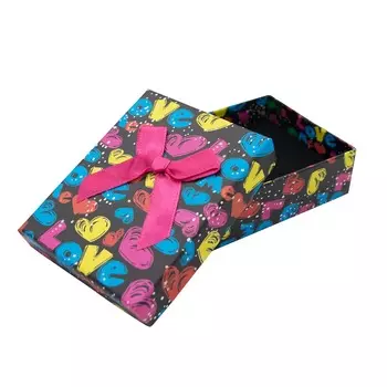 1037559 Коробочка подарочная 'Микс сердечек', 9*7*3, цветная