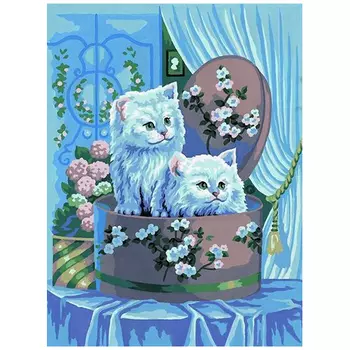 10389-CDA Канва с рисунком Collection D`Art 'Белые котята' 40*50 см