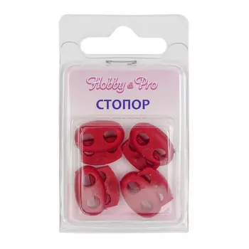 103-М Фиксатор 'Овал' мал. 2отв. d 4мм, 14*17мм, ПП,4шт пластик Hobby&amp;PRO (красный)