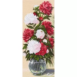 1058 Канва с рисунком 'Матренин посад' 'Пионы', 24*47 см