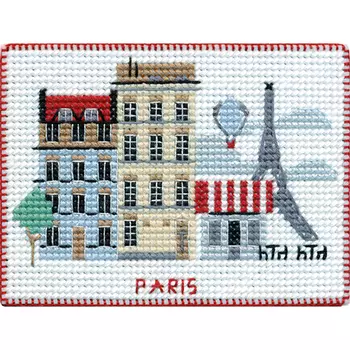 1065 Магнит на пластиковой канве ОВЕН 'Столицы мира. Париж' 9х7см