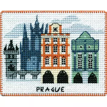 1066 Магнит на пластиковой канве ОВЕН 'Столицы мира. Прага' 9х7см