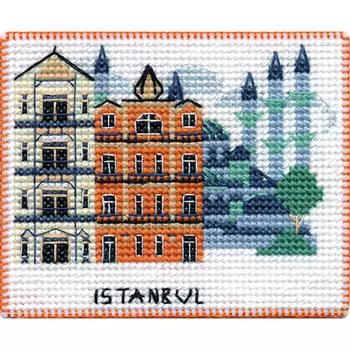 1069 Магнит на пластиковой канве ОВЕН 'Столицы мира. Стамбул' 9х7см