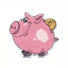 1086 Набор для вышивания ОВЕН 'Свинка-копилка' 9х8см