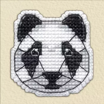 1092 Значок на пластиковой канве ОВЕН 'Панда' 4,4х4,5см