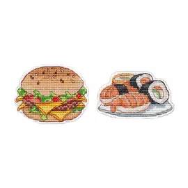 1102 Магнит на пластиковой канве ОВЕН 'Приятного аппетита - 1' 10х5 и 8х6см