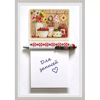 1104 Магнит на пластиковой канве с блоком для записей ОВЕН 9,5х9,5см