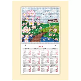 1116 Набор для вышивания магнит-календарик ОВЕН 'Времена года. Весна' 9,5х9,5см