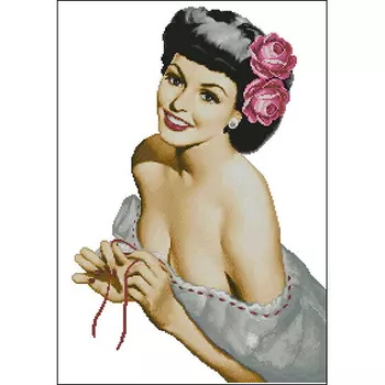 1120 Набор для вышивания Alisena 'Дама с розами' 29*42см