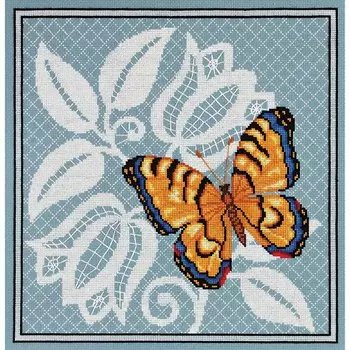 1124 Набор для вышивания Alisena 'Ажурная бабочка' 27*27 см