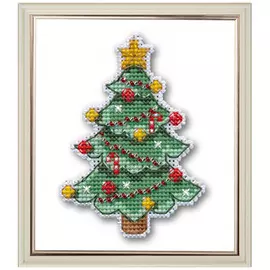 1128 Набор для вышивания ОВЕН 'Новогодняя елочка' 7*9,6 см