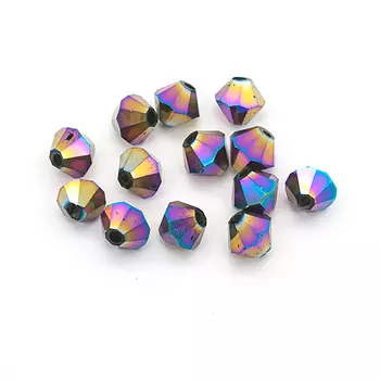 11304 Бусины стеклянные, 8 мм, упак./13 шт., Астра Premium (5-радужный)