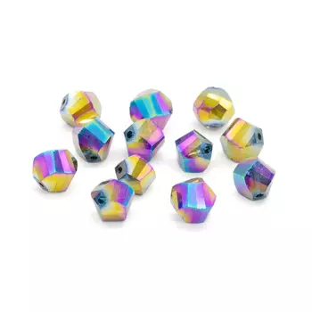 11334 Бусины стеклянные, 10 мм, упак./12 шт., Астра Premium (5-радужный)