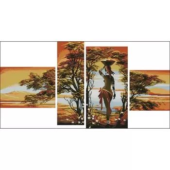 1133 Набор для вышивания Alisena 'Полиптих Африка', 72*33 см