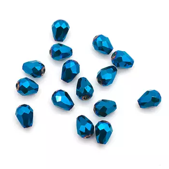 11349 Бусины стеклянные, 5*7 мм, упак./15 шт., Астра Premium (1-голубой)