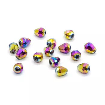11349 Бусины стеклянные, 5*7 мм, упак./15 шт., Астра Premium (5-радужный)
