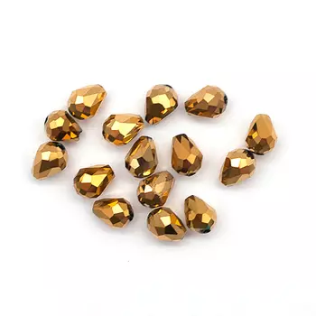 11349 Бусины стеклянные, 5*7 мм, упак./15 шт., Астра Premium (3-золото)