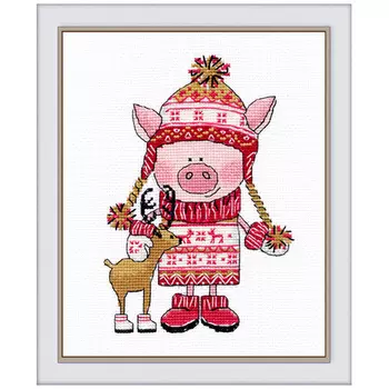 1134 Набор для вышивания ОВЕН 'Хрюша с оленем' 12×17см
