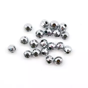 11378 Бусины стеклянные, 6 мм, упак./20 шт., Астра Premium (2-серебро)