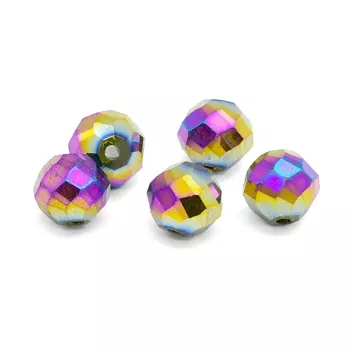 11393 Бусины стеклянные, 12 мм, упак./5 шт., Астра Premium (5-радужный)