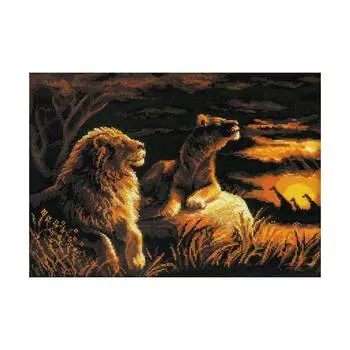 1142 Набор для вышивания Риолис 'Львы в саванне', 40*30 см