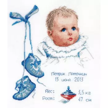 1146 Набор для вышивания Alisena 'Метрика для мальчика', 29*24 см