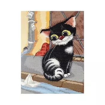 1149 Набор для вышивания Alisena 'Котенок с лодкой', 29*21 см