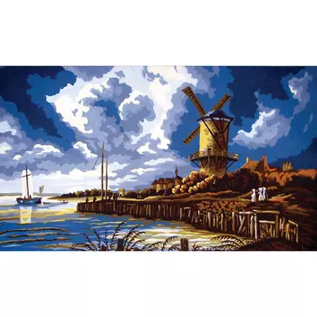 11568-CDA Канва с рисунком, Collection D`Art 'Мельница' 25*20 см