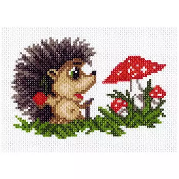 1163 Канва с рисунком Матренин посад 'На грибной полянке' 16*20 см (10*12 см)
