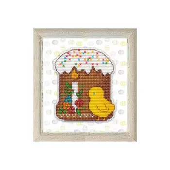 1169 Магнит на пластиковой канве ОВЕН ' Куличик' 7,3*8,8см