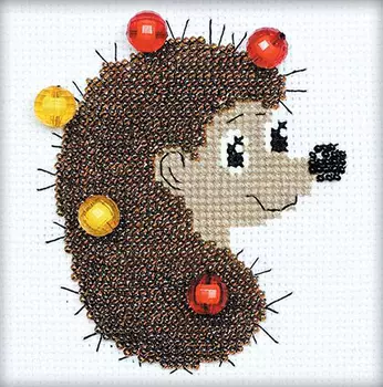 1175 Набор для вышивания бисером Riolis 'Ёжик с яблоками', 10*10 см