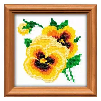 1221 Набор для вышивания бисером Riolis 'Анютки', 10*10 см