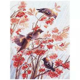 1222 Канва с рисунком 'Матренин посад' 'Свиристели', 37*49 см