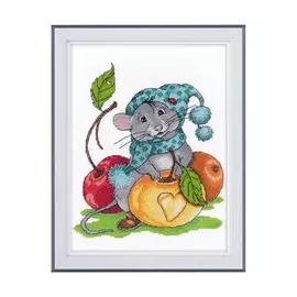 1224 Набор для вышивания ОВЕН 'Запасливый мышонок' 20*17см