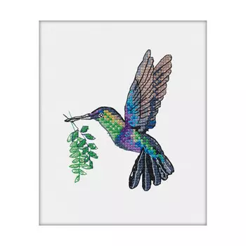 1227 Набор для вышивания на водорастворимой канве ОВЕН 'Радужная птичка'8*10,5см