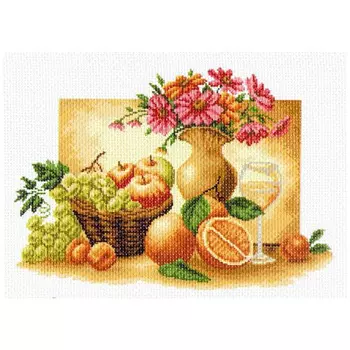 1230 Канва с рисунком 'Матренин посад' 'Оранжевый натюрморт', 37*49 см