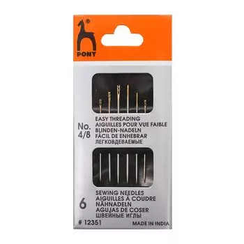 12351 Иглы с упрощ. вдеванием №4/8, упак./6 шт., PONY